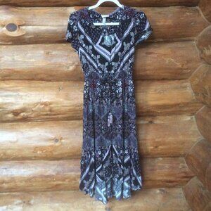 Knox Rose Black Floral Western Hi Low Festival Tiered Boho Maxi Dress Size Small